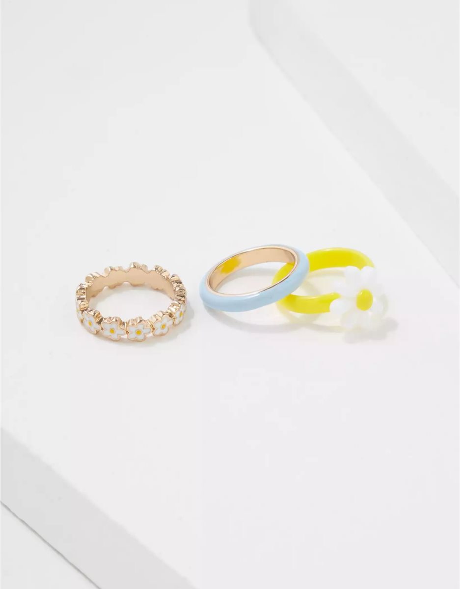 Bijoux American Eagle AE Daisy Yellow Blue Ring 5-Pack Multicolore Femme | IIS-09386791